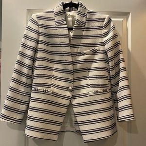 Veronica Beard White and Blue Striped Blazer
